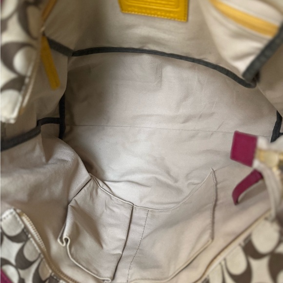 Auth COACH Gallery Zip Tote Khaki/Red Signature Canvas EUC w/COA 2013 - Picture 6 of 15